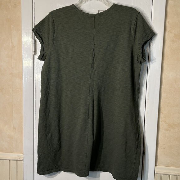 Gap t-shirt dress tunic XXL pocket tee embellished floral hand sewn army green - Picture 3 of 8